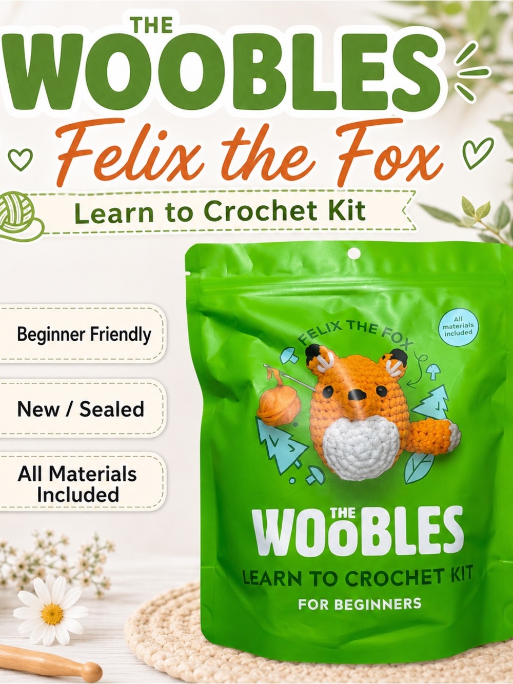 Felix the Fox Crochet Kit - Green